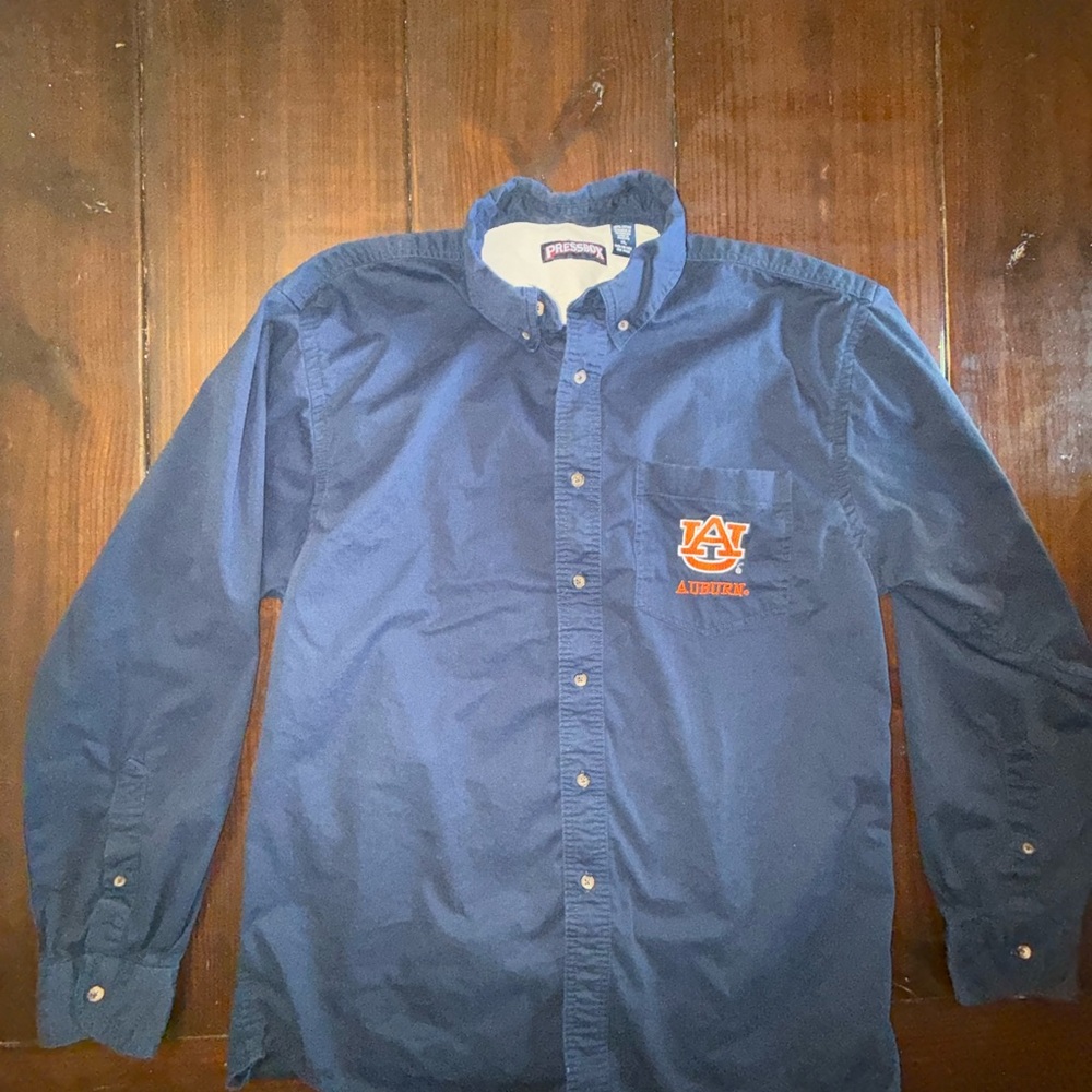 Vintage Pressbox Men's Navy Blue XL Auburn Tigers Button Up Shirt